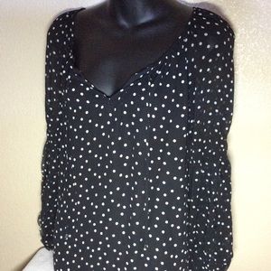 INC POLKA-DOT BLOUSE SIZE SMALL TOP BLACK WHITE